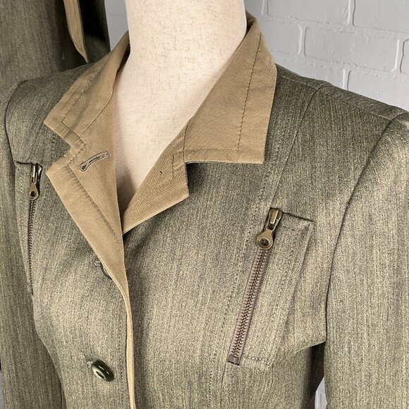 Carlise Suit Women Jacket 4/Pants 8 Green Bronze Zipper 2pc Wool Silk NWT VTG - Picture 2 of 16
